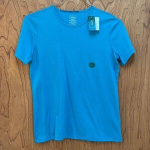 LL Bean NWT Blue T shirt Short Sleeve Pima Crewneck Women’s Small
